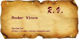 Roder Vince névjegykártya